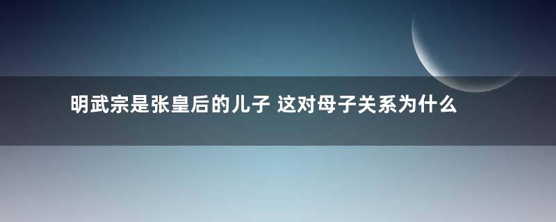 明武宗是张皇后的儿子 这对母子关系为什么那么差